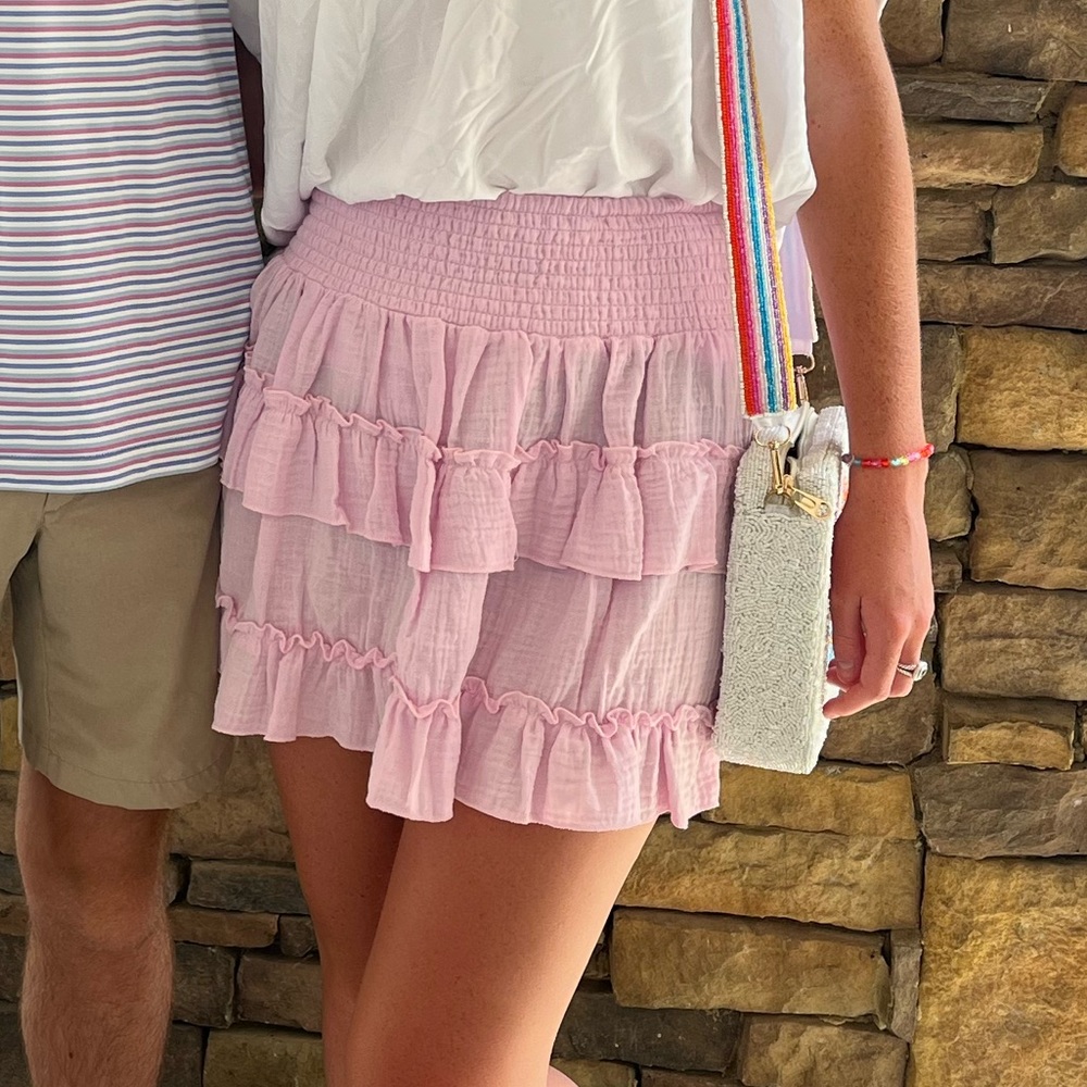 Pink ruffle skirt